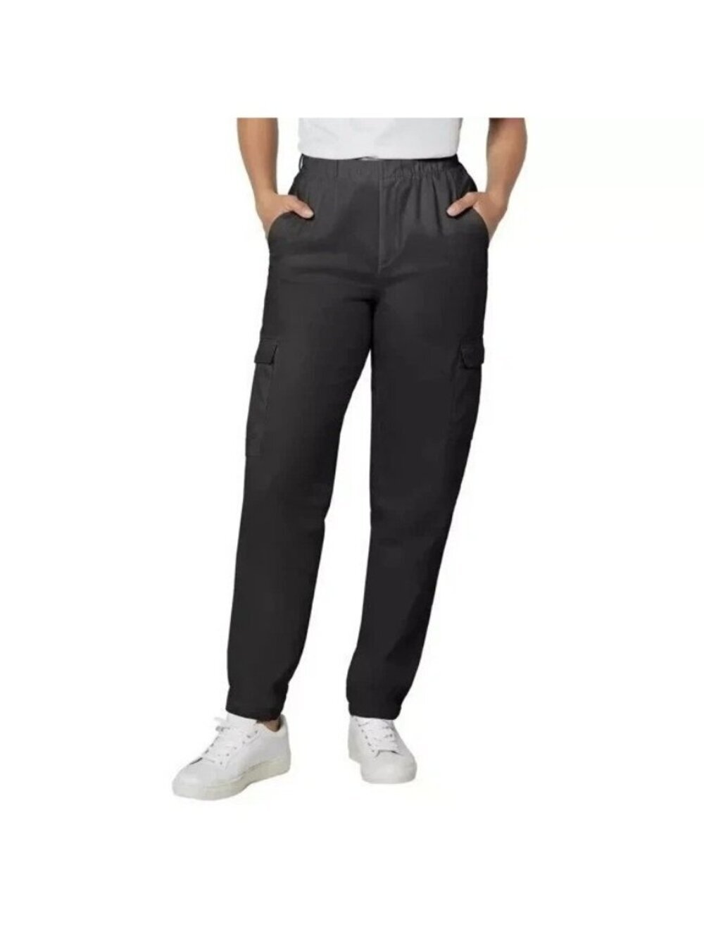 NWT Gap Women's M Twill Cargo Pants Black Elastic Waist C0522